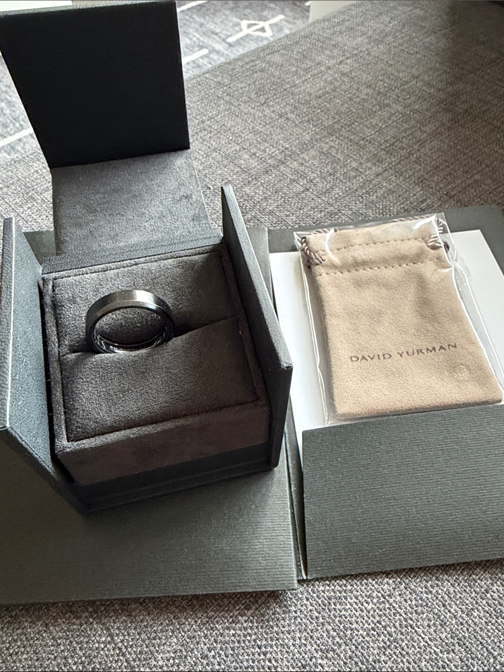 David Yurman Black Titanium Band with Beveled Edge